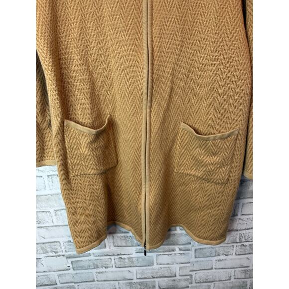 Marina Rinaldi Beige Wool Blend Knit Coat Longline Cardigan Jacket Sz L VINTAGE - Picture 5 of 7